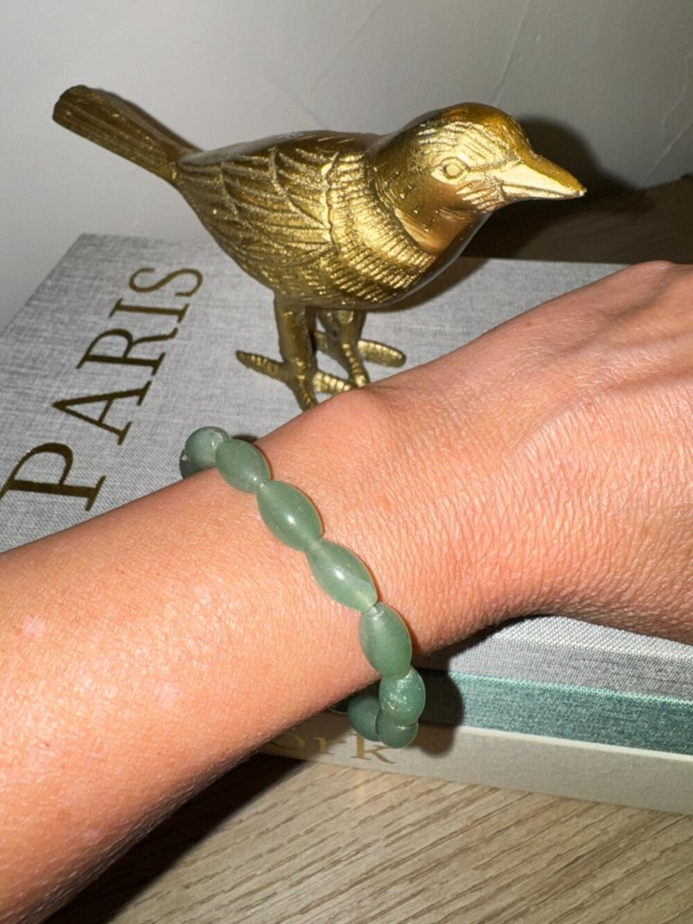 💚 Natural Green Aventurine Gemstone Stretch Bracelet | 8.5" | Oval Beads